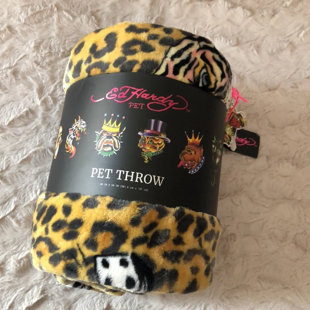 Ed Hardy Leopard Print Pet Throw